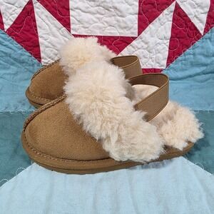 PAWZ by Bearpaw Kids Girls Emma Slipper Chestnut Tan Faux Fur Slingback Size 9